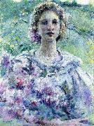 Robert Reid Girl with Flowers Spain oil painting artist